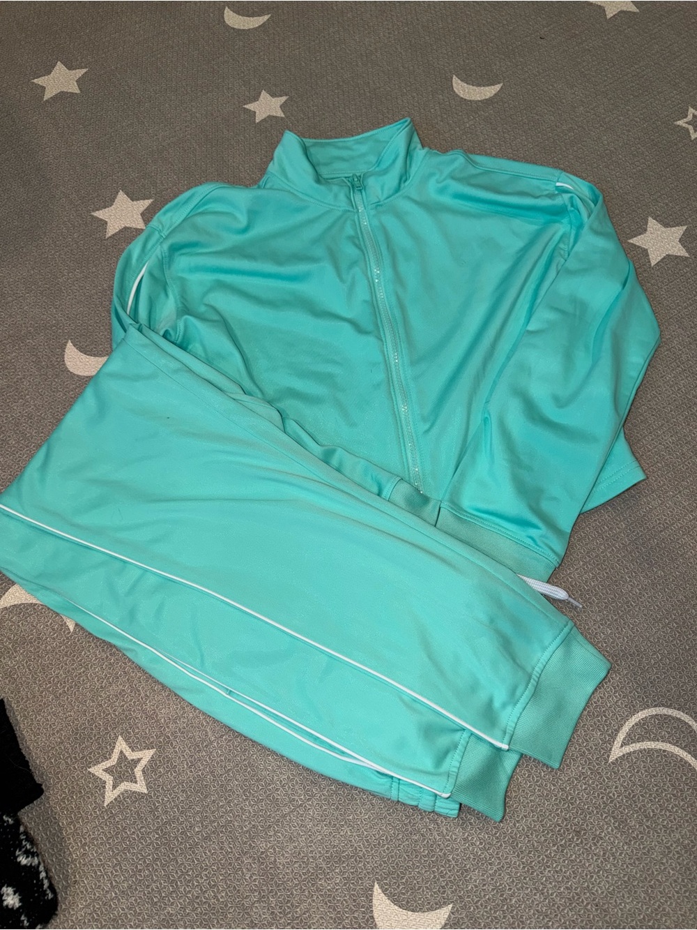 Aqua Teal Track Jacket - Zip Front